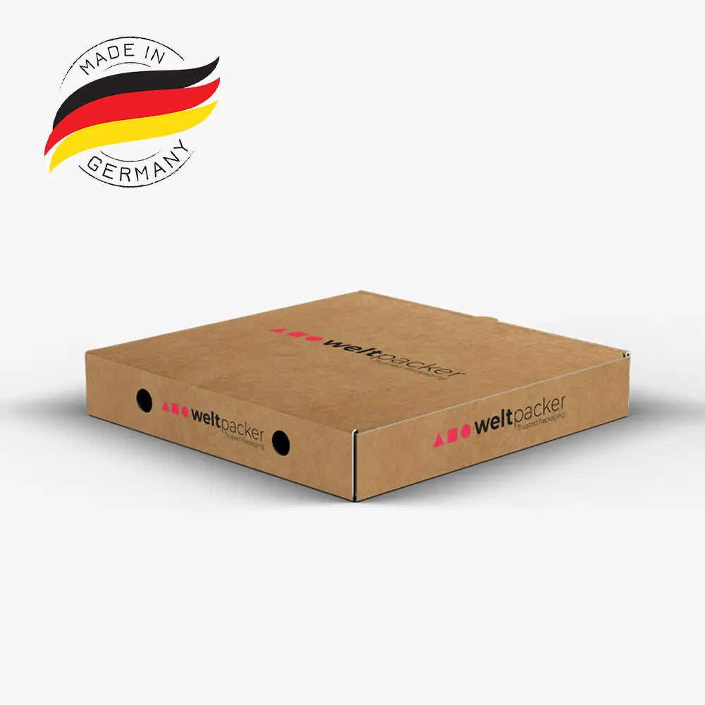 Pizzakarton im Sonderdesign aus Mikrowellpappe Kraft (100 stück)